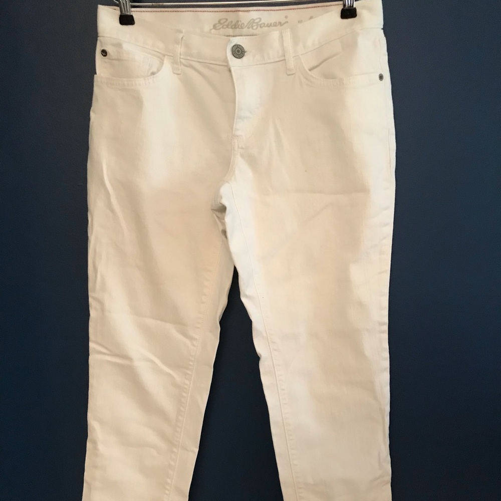 Eddie Bauer white jean boyfriend slim straight